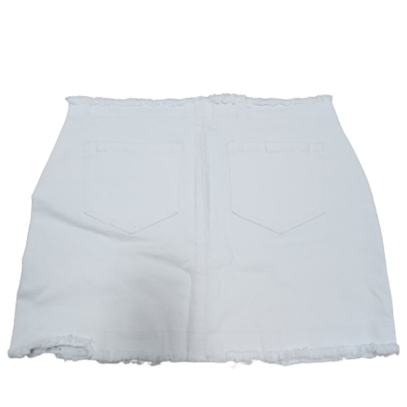 STUDDED ☆ FRINGED EDGE ☆ ZIP FRONT ☆ WHITE DENIM SKIRT ☆ NWT - Picture 6 of 12